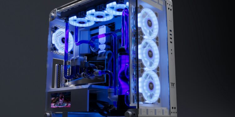 How to overclock your CPU: inside a gaming PC case with blue lighting