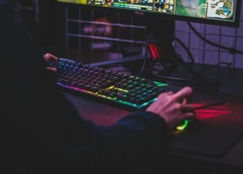 person using desktop computer